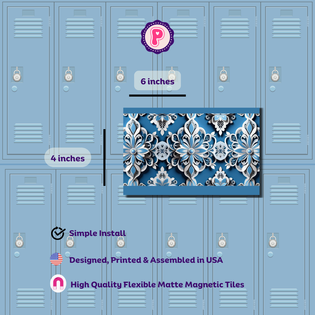 Magnetic Locker Wallpaper Tiles - Light Blue Floral