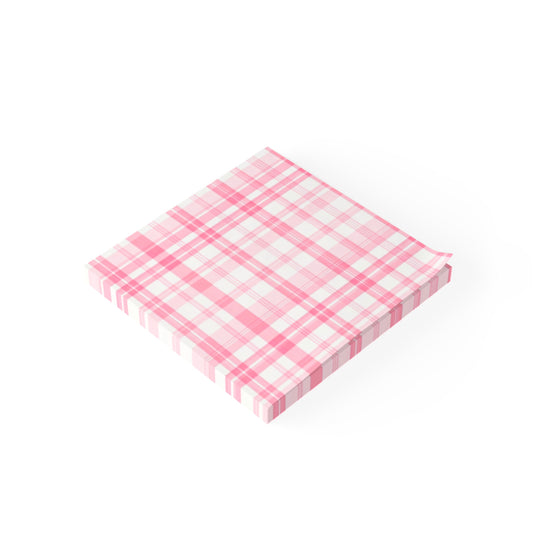 Pink Plaid Post-it Note Pads — Cute Stationery Sticky Notes for School, Desk & Gifts