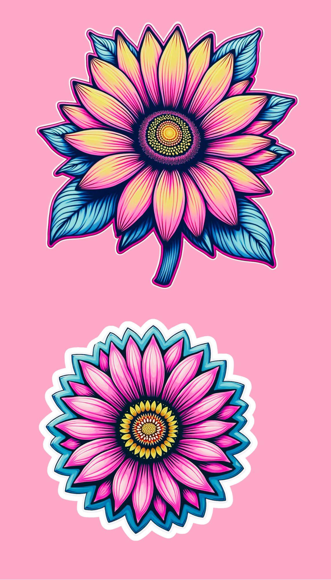 Large Bright and Pastel Temporary Flower Decals