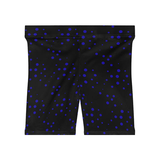 Blue Stamp Dot Biker Shorts — Women's Activewear