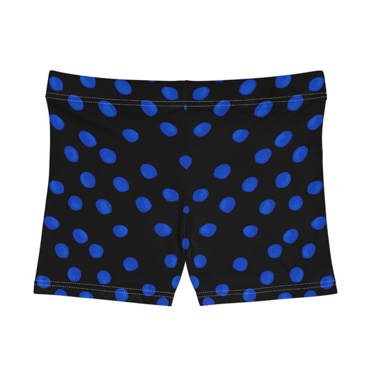 Blue Polka Dot Women's Athletic Shorts — Stretch AOP Performance Shorts