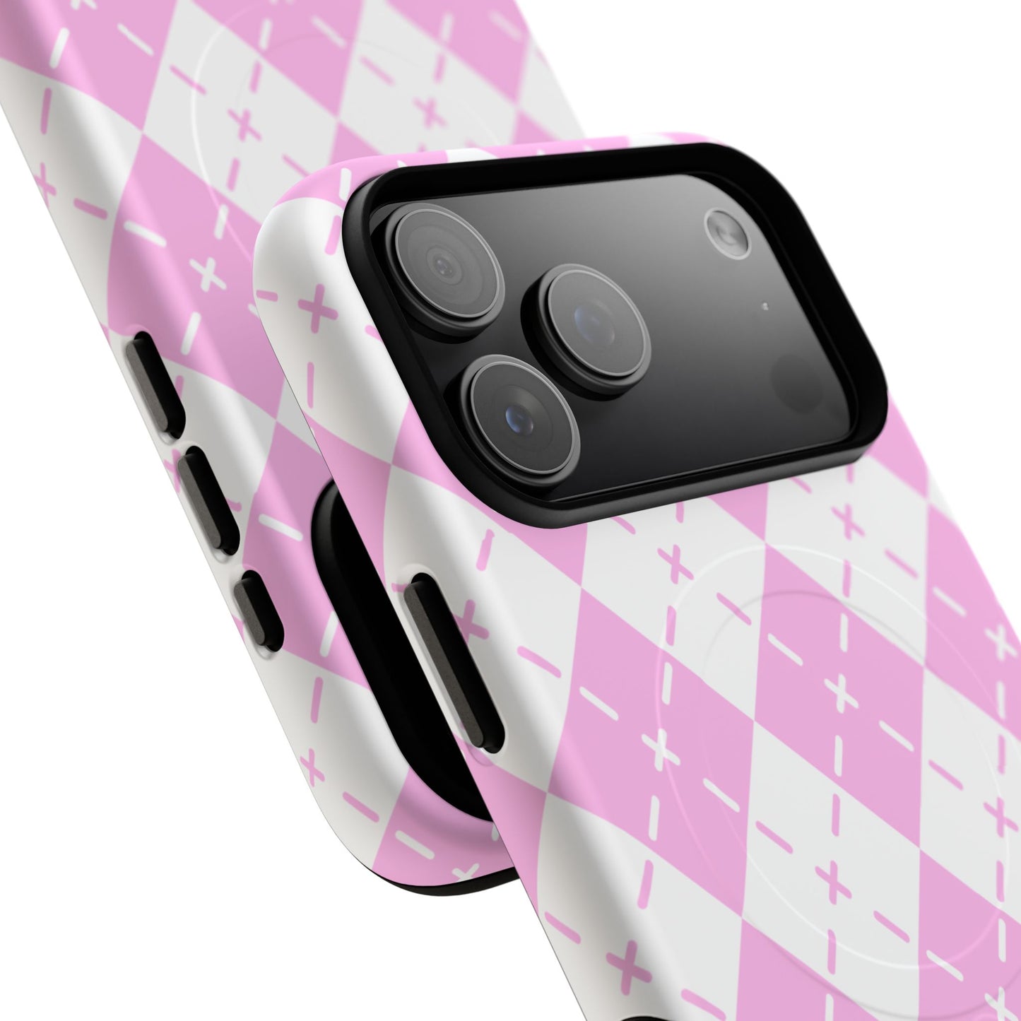 Pink Argyle Tough Magnetic Phone Case — Protective Magnetic Snap Cover