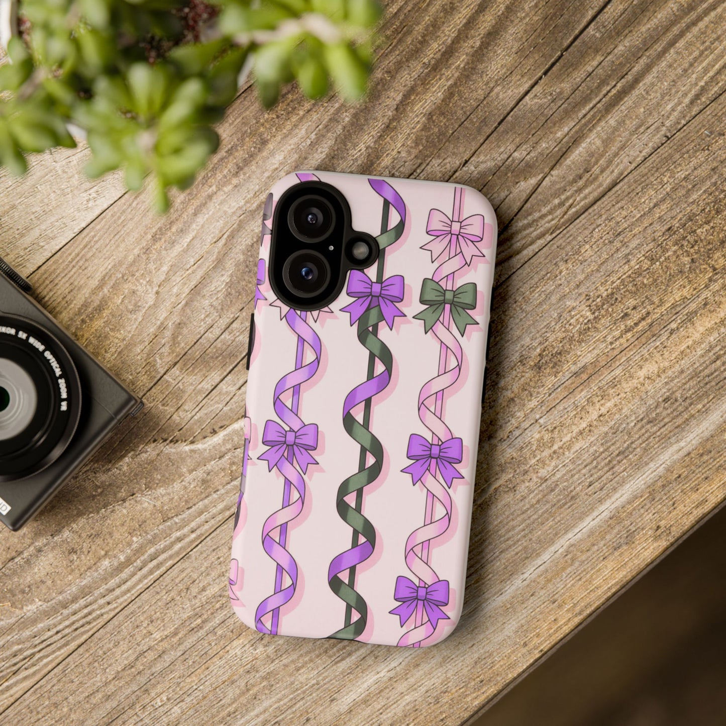 Phone Case — Purple Ribbon & Bow Cute Pattern Tough Case