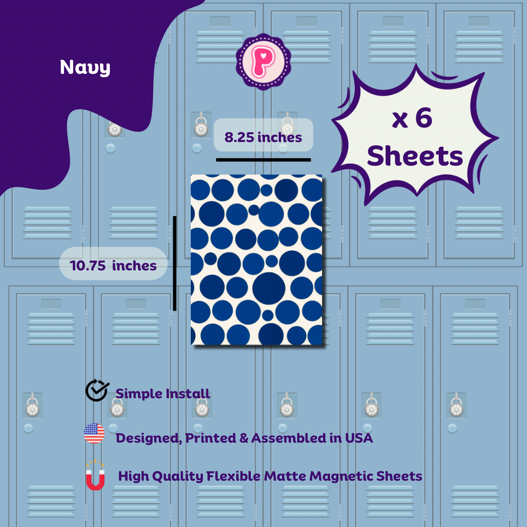 Magnetic Locker Wallpaper - Navy and White