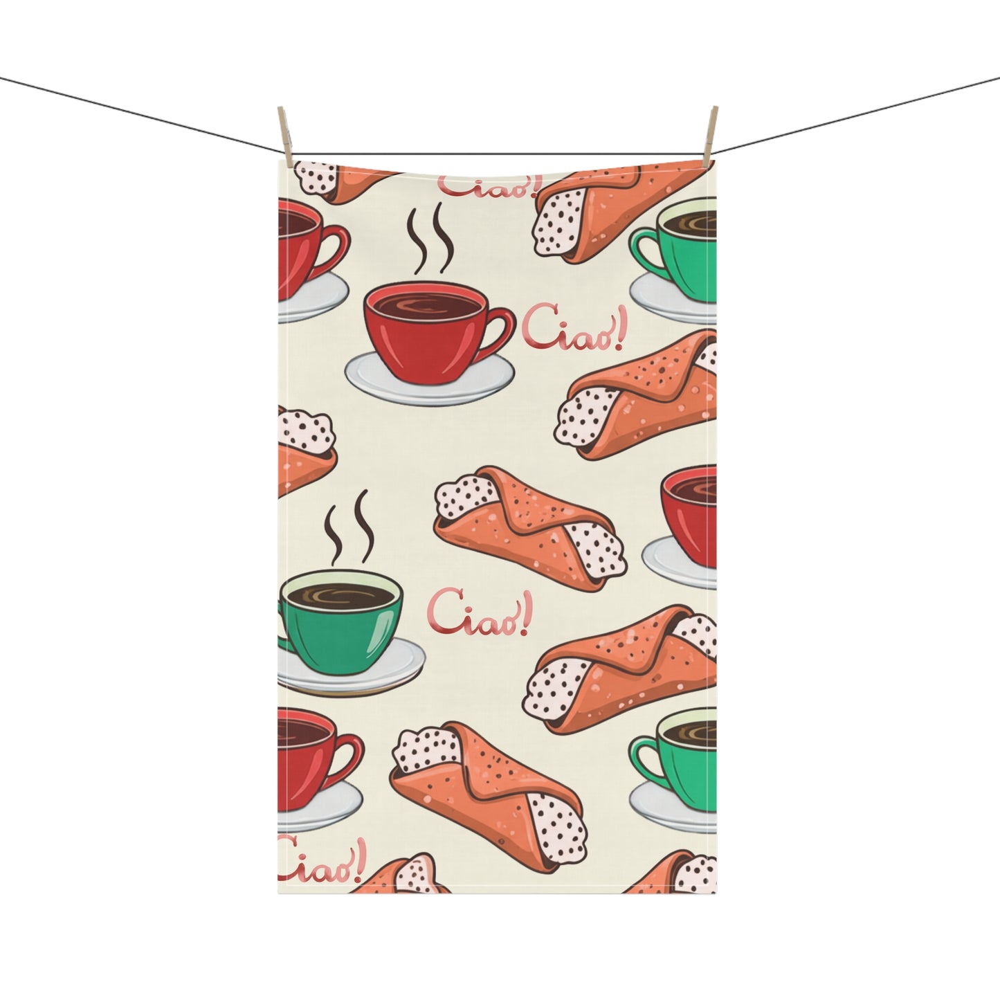 Italian Coffee & Cannoli Tea Towel — Ciao Espresso Kitchen Towel