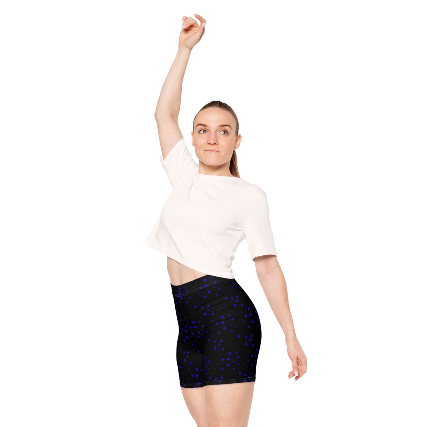 Blue Stamp Dot Biker Shorts — Women's Activewear