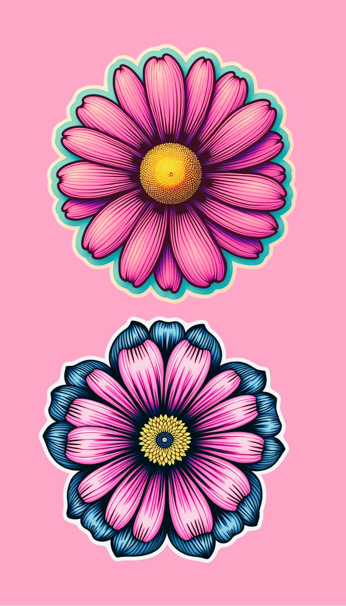 Large Bright and Pastel Temporary Flower Decals