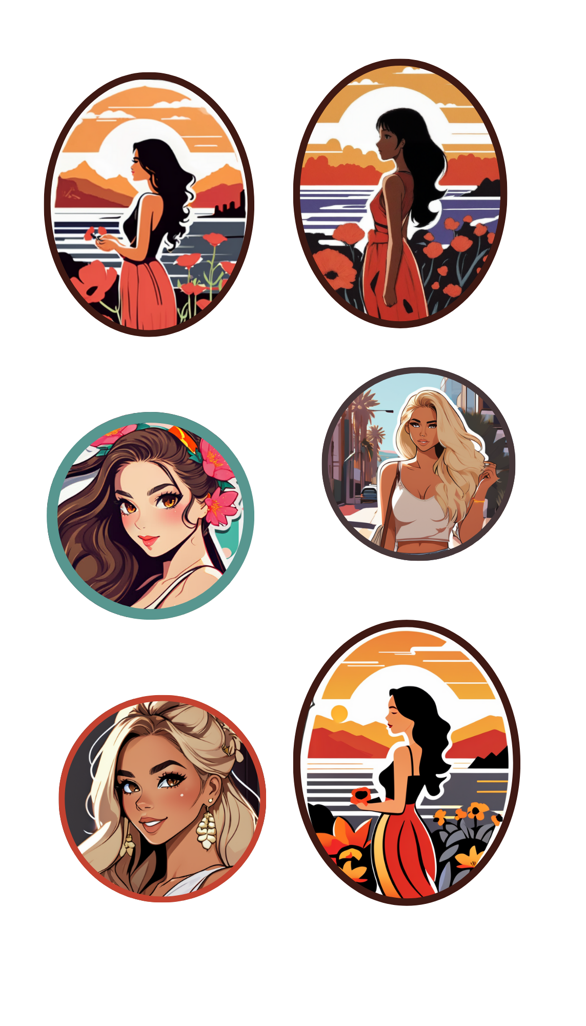 Sticker Sheets - Waterproof - Kids, California, Love or Japanese Art theme