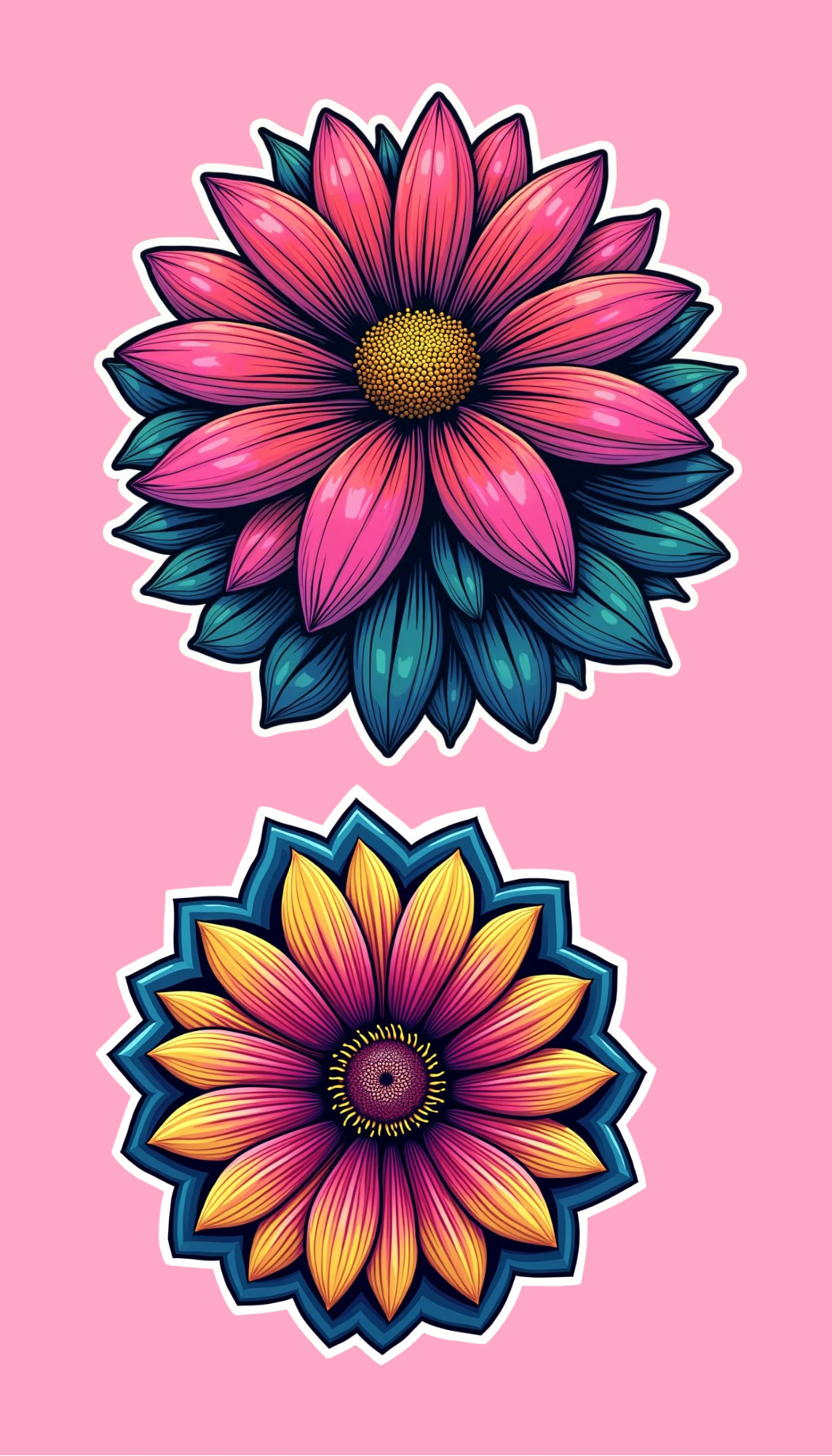 Large Bright and Pastel Temporary Flower Decals