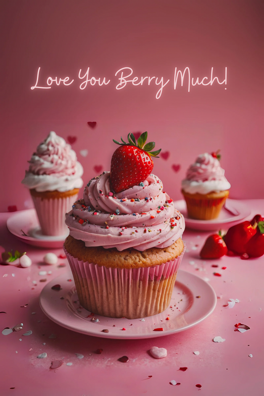 Love You Berry Much Card, Handmade Couple Love Cards, Cute