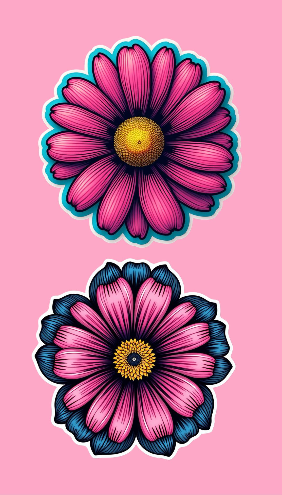 Large Bright and Pastel Temporary Flower Decals