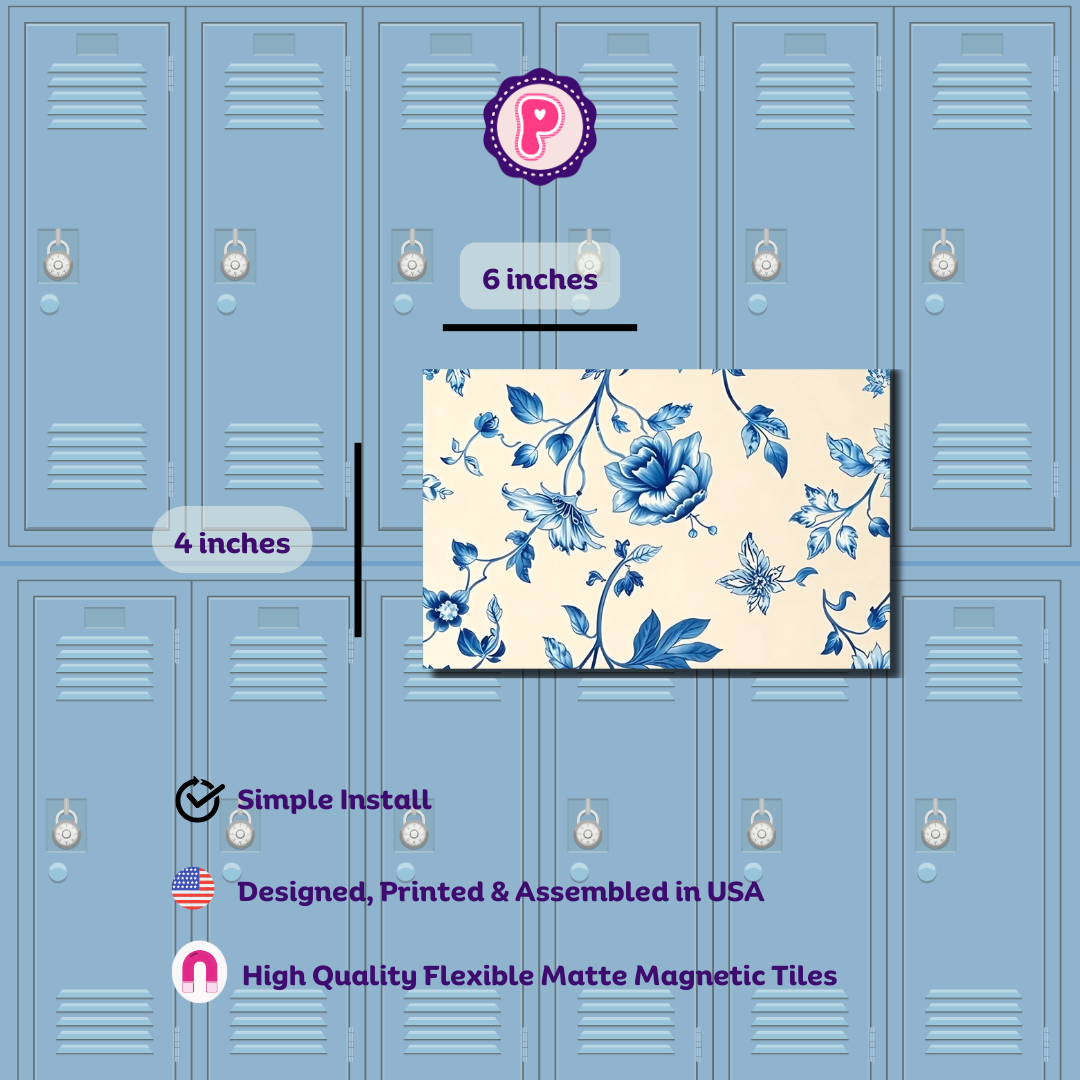 Magnetic Locker Wallpaper Tiles - Light Blue Floral