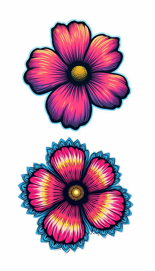 Large Bright and Pastel Temporary Flower Decals