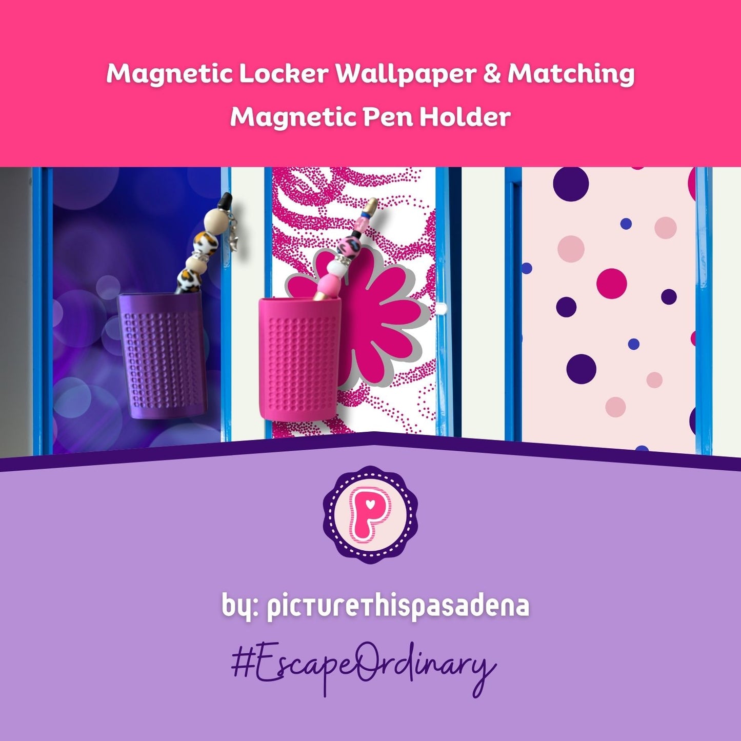 Magnetic Locker Wallpaper with Matching Magnetic Pen Holder