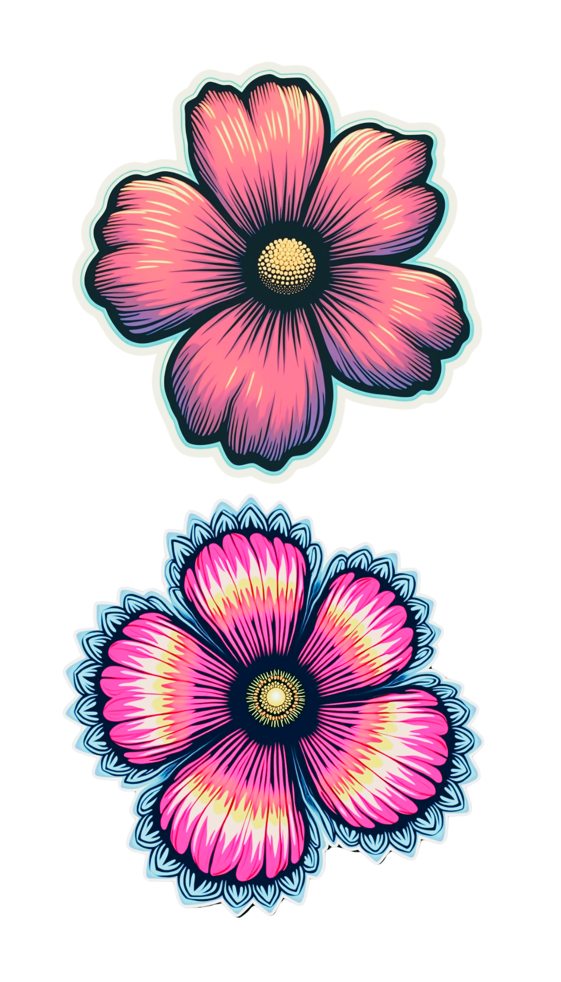 Large Bright and Pastel Temporary Flower Decals