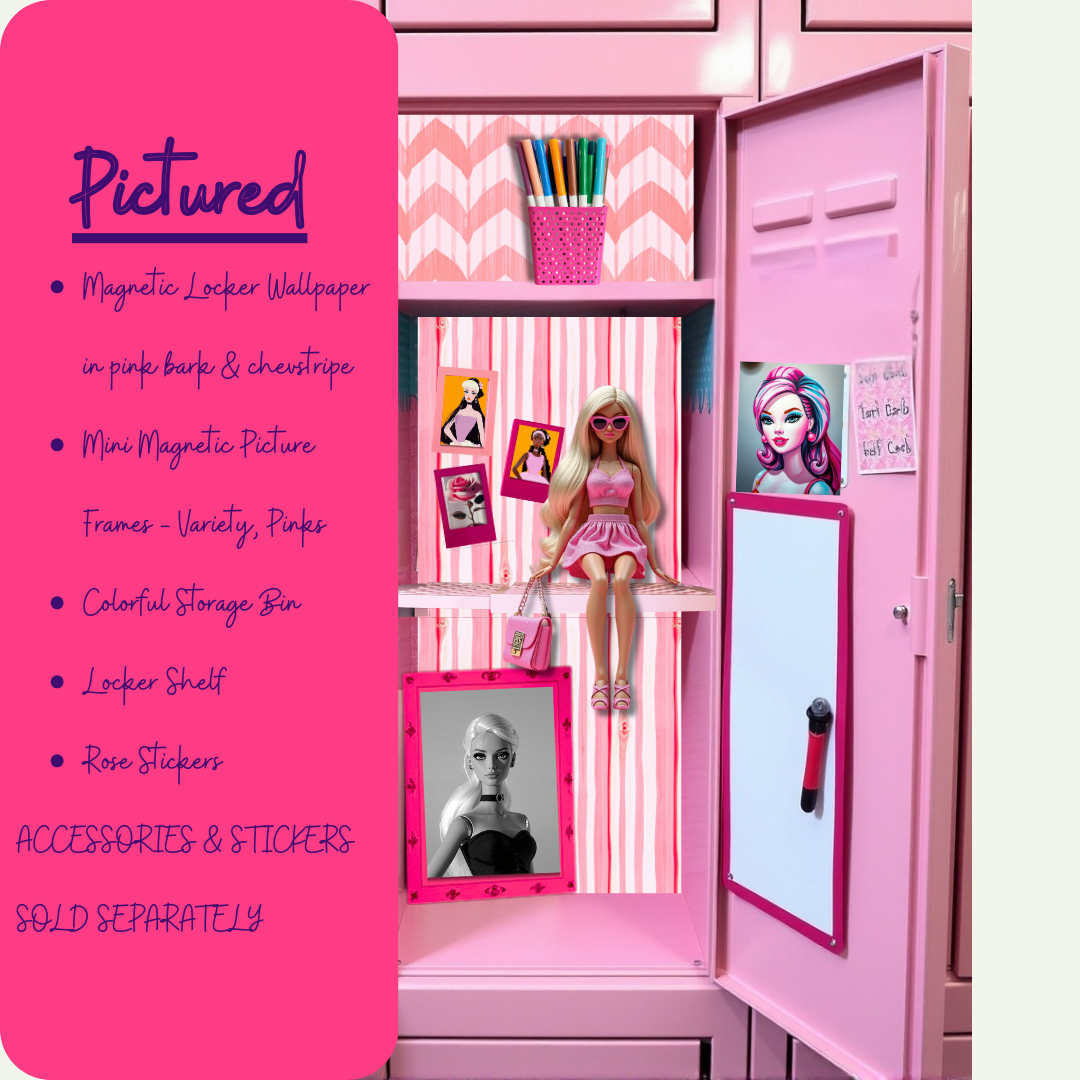 Pink Stripes Magnetic Locker Wallpaper - 2 Sheets Per Package