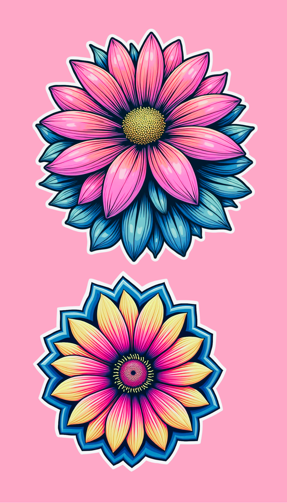 Large Bright and Pastel Temporary Flower Decals
