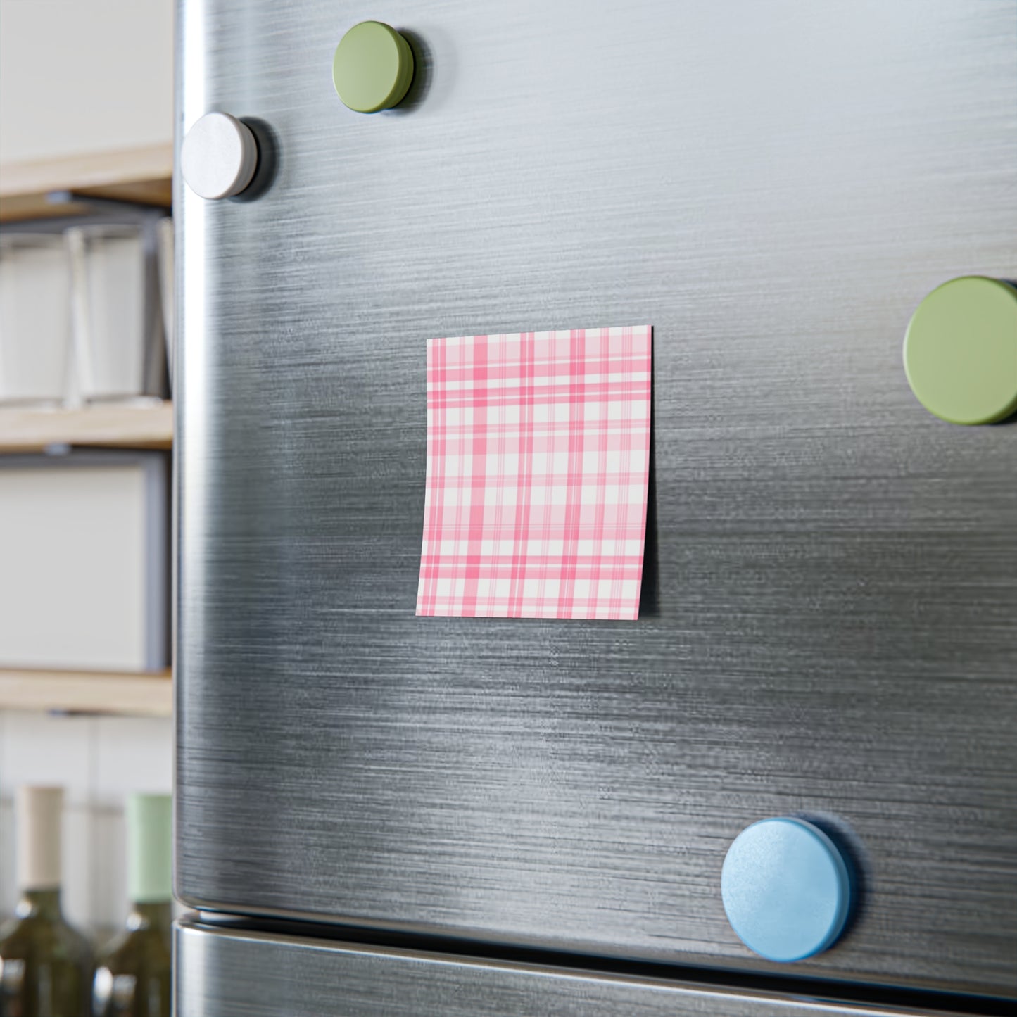 Pink Plaid Post-it Note Pads — Cute Stationery Sticky Notes for School, Desk & Gifts