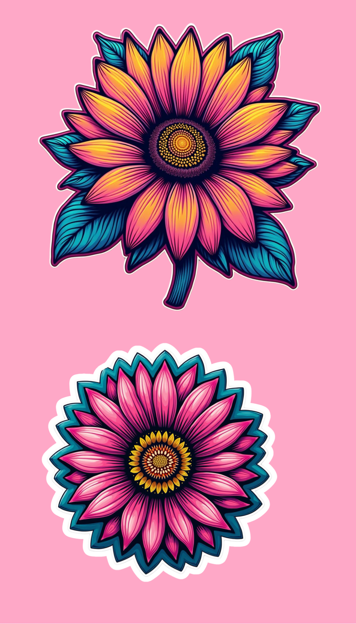 Large Bright and Pastel Temporary Flower Decals