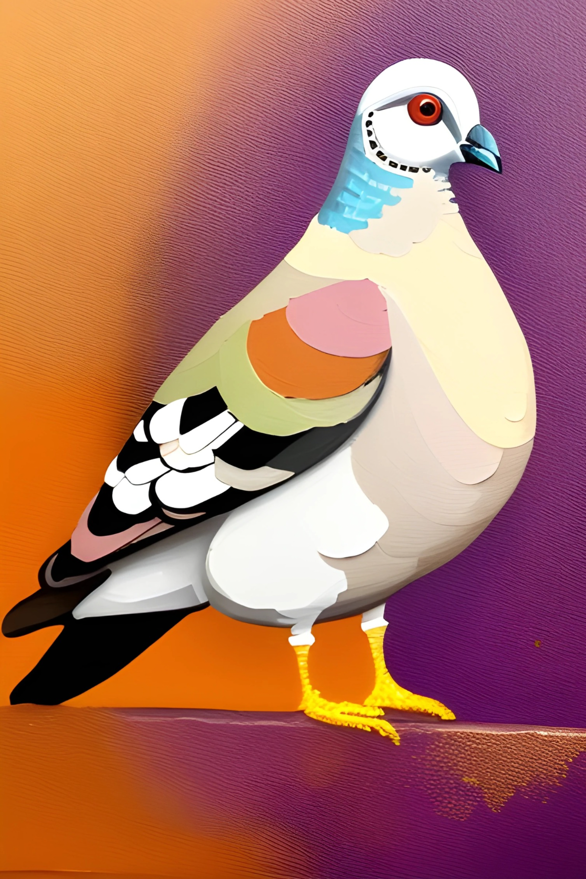 Framed Pigeon Print - Miniature Artwork