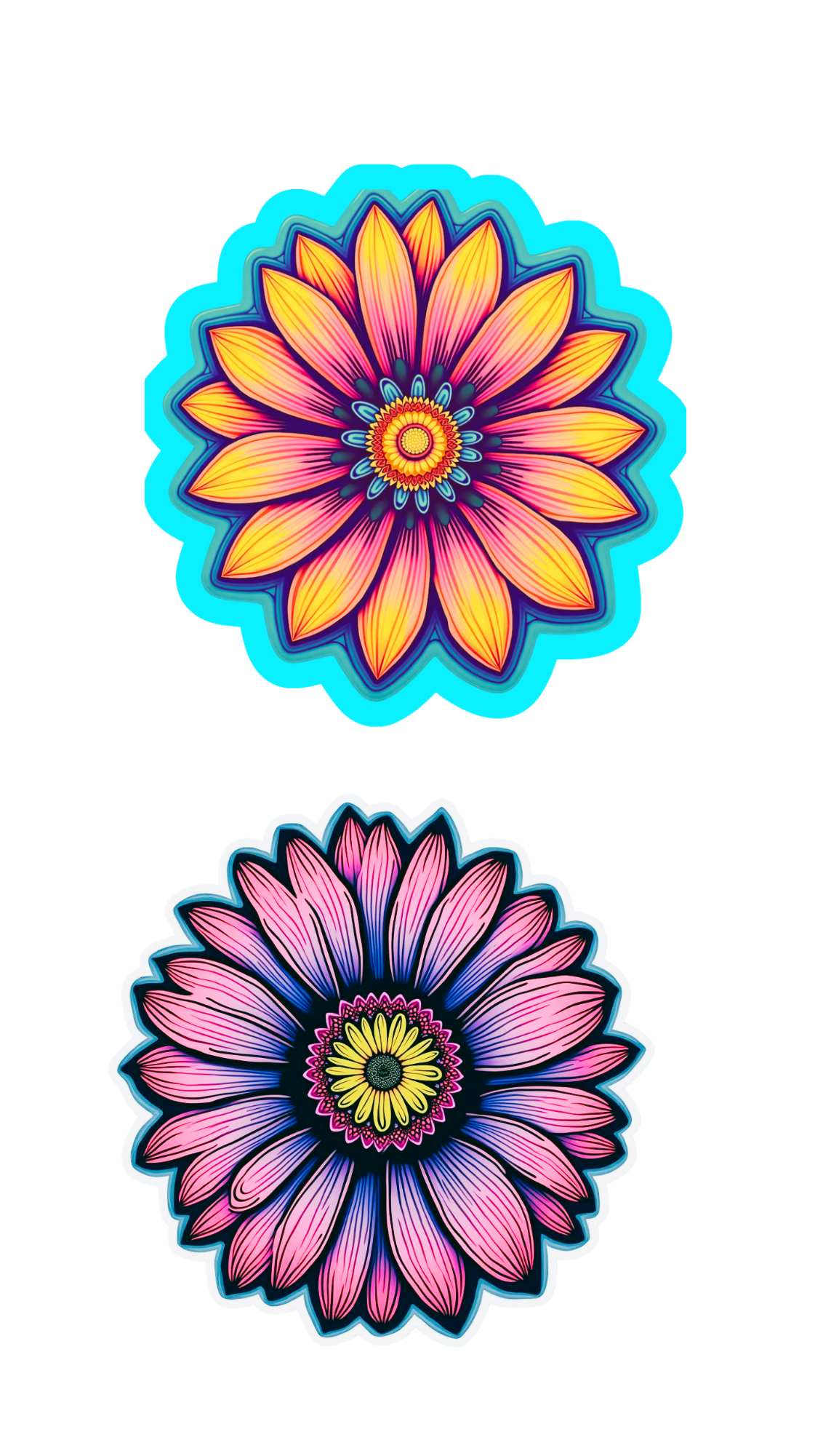 Large Bright and Pastel Temporary Flower Decals