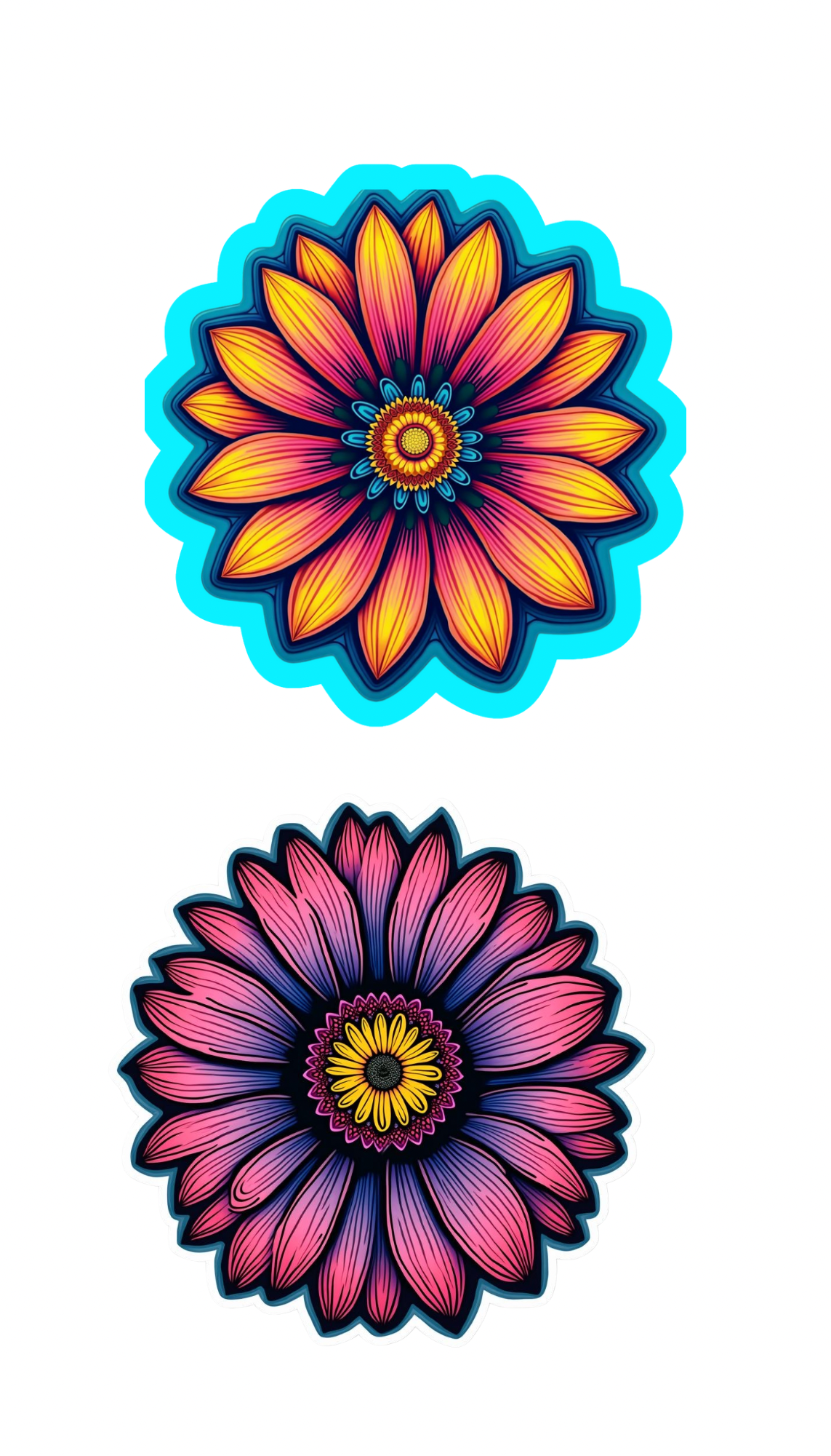 Large Bright and Pastel Temporary Flower Decals