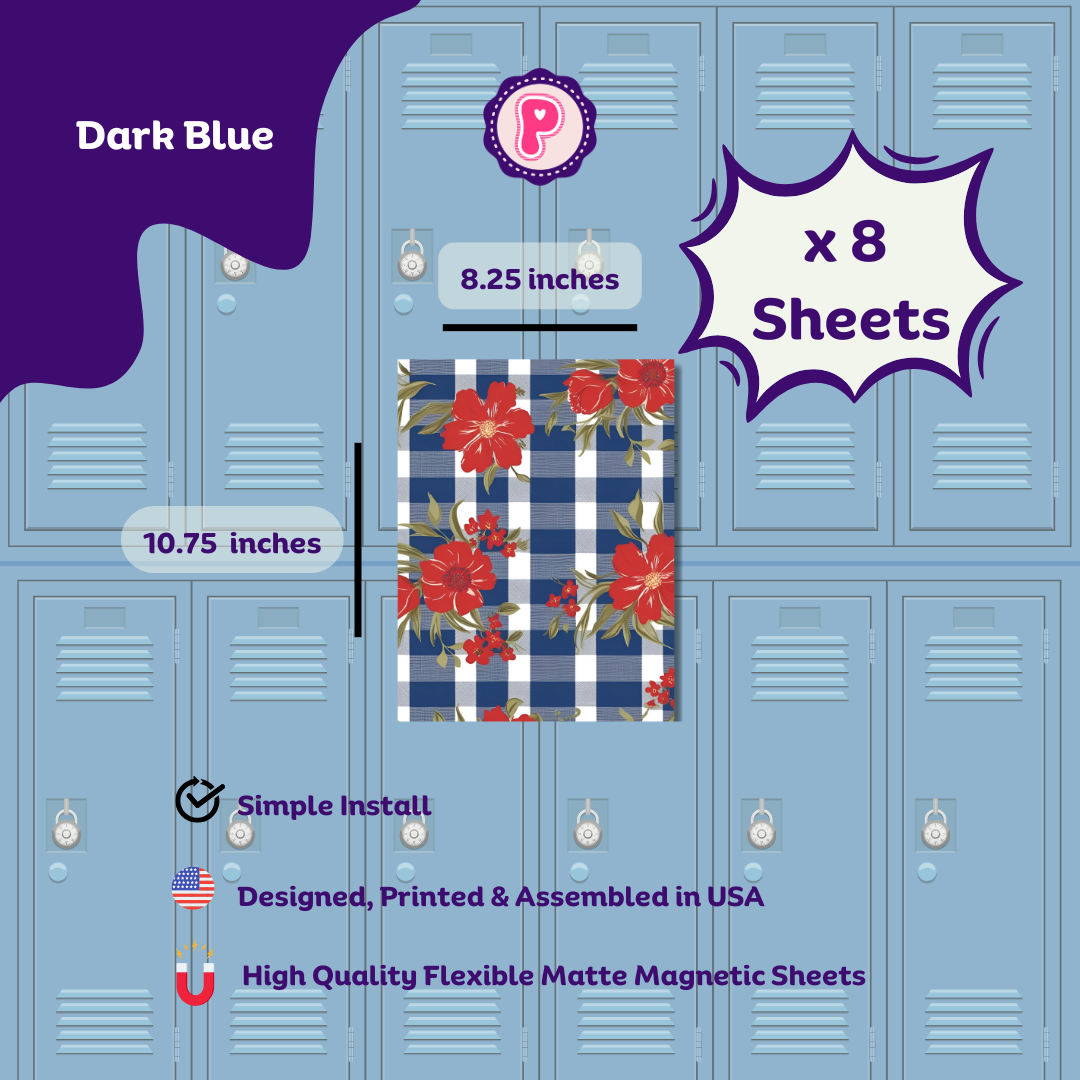 Magnetic Locker Wallpaper - Blue Gingham School & Office