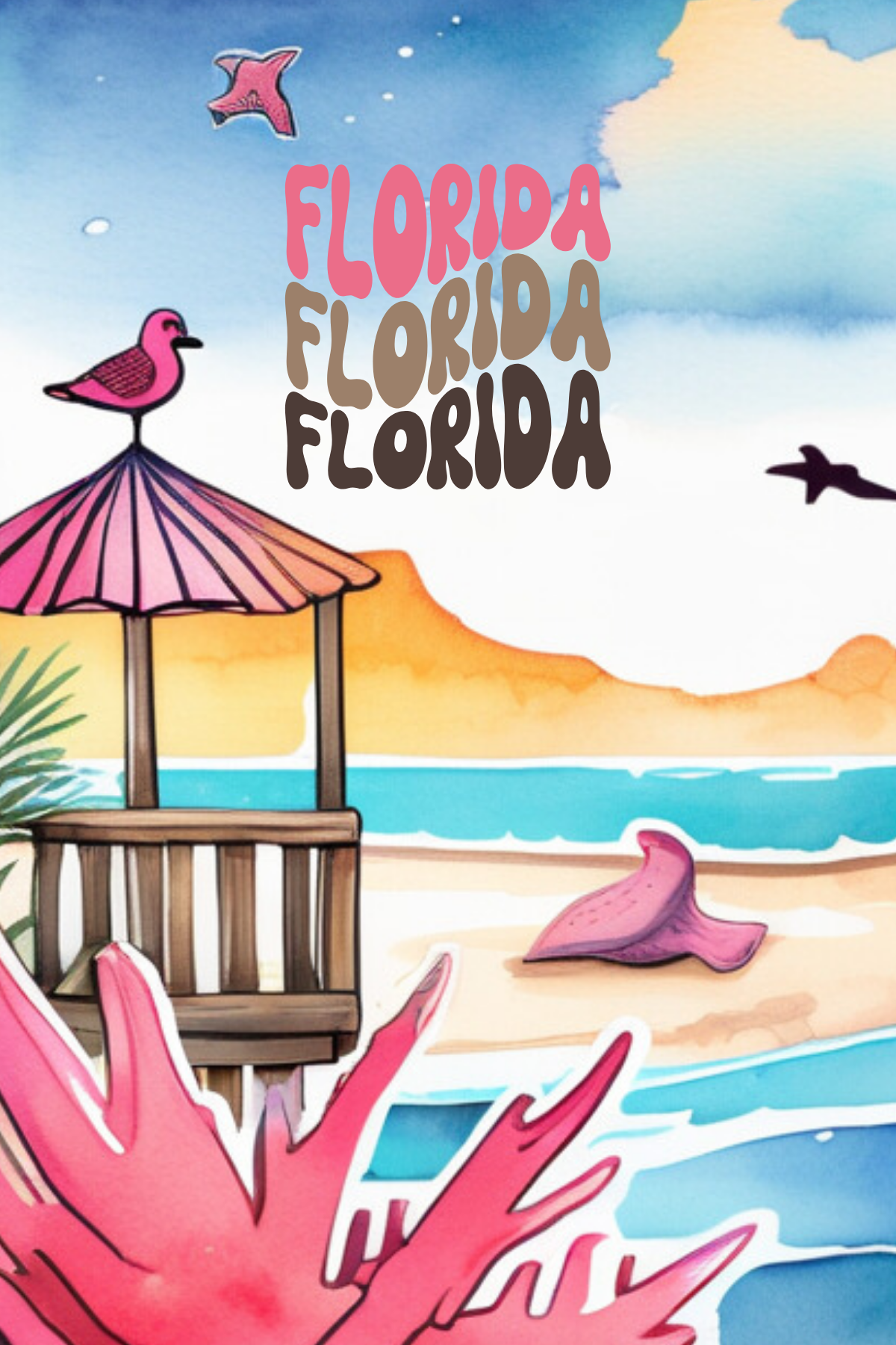 Preppy wall art - 2 Sizes - 8.5x11 inches, 4x6 inches Poster & Magnetic Formats - Florida and California Beach Prints (Set of 9 unframed)