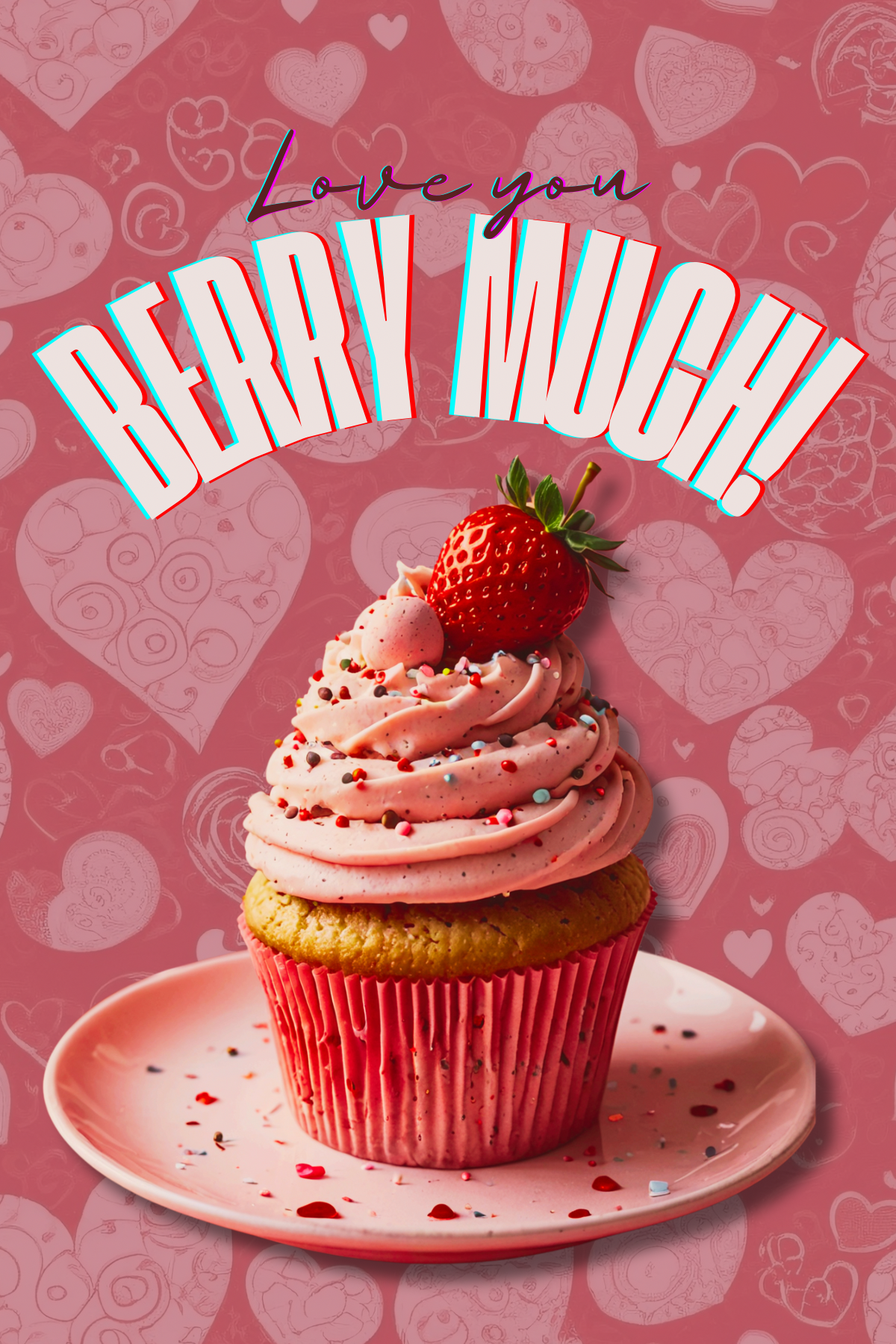 Love You Berry Much Card, Handmade Couple Love Cards, Cute