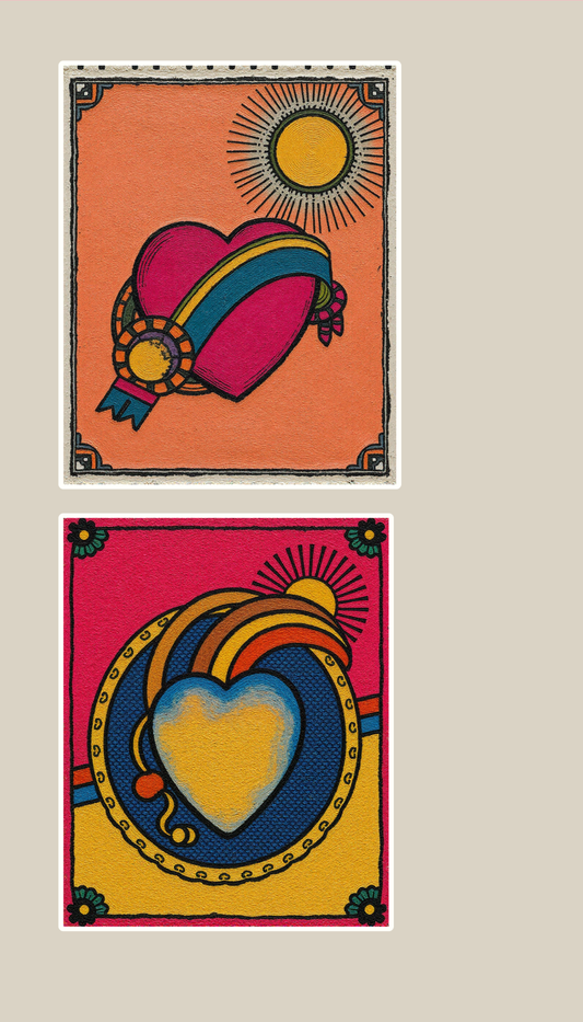 Saturated Color Heart and Mushroom Vinyl Stickers