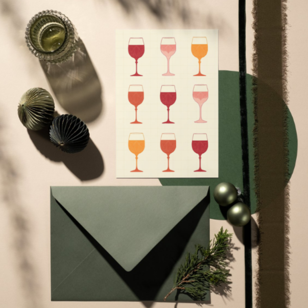 Blank Note Card - Puggle Mom, Wine or Frogs | With Envelope or Magnetic Frame