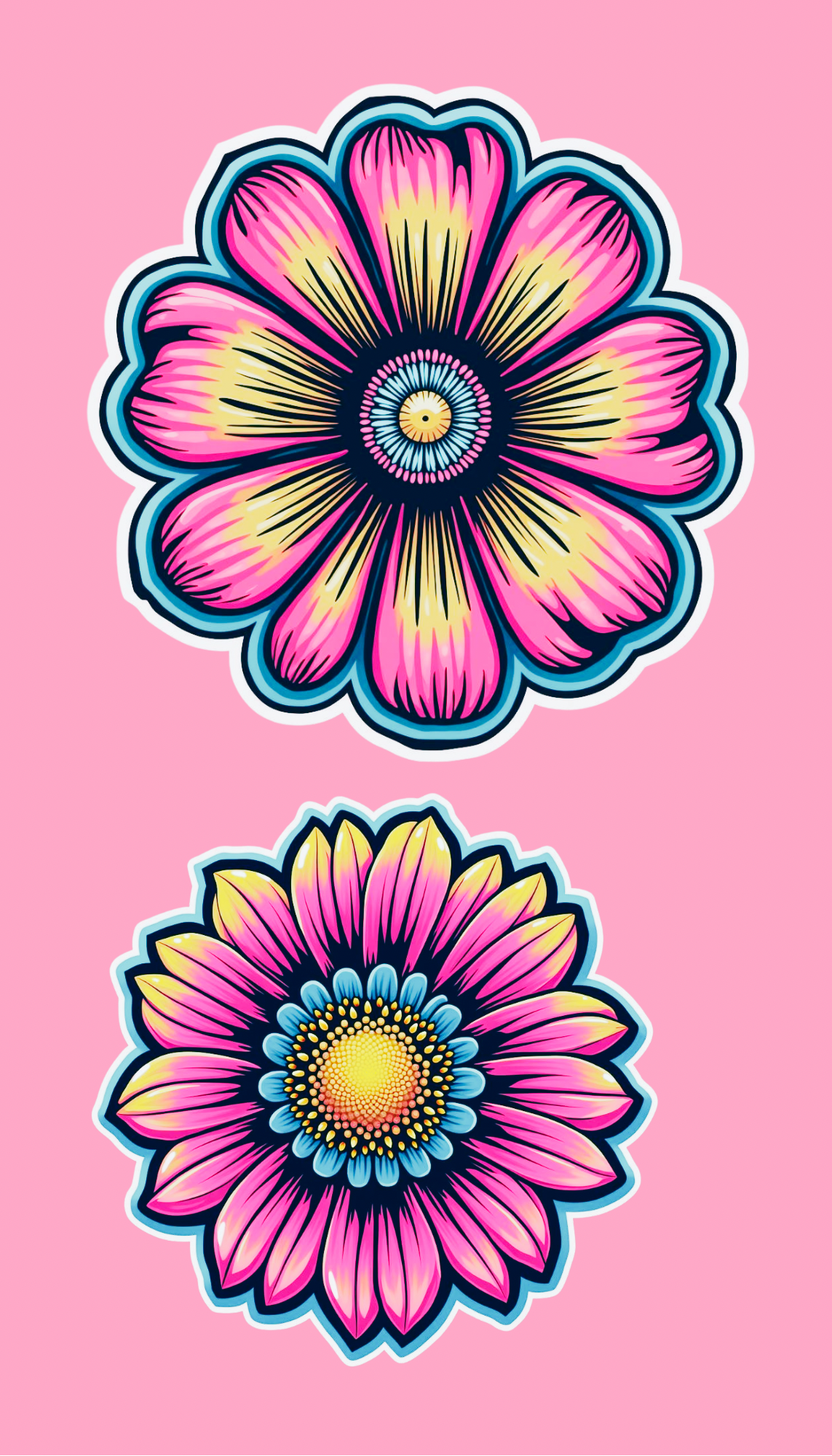 Large Bright and Pastel Temporary Flower Decals