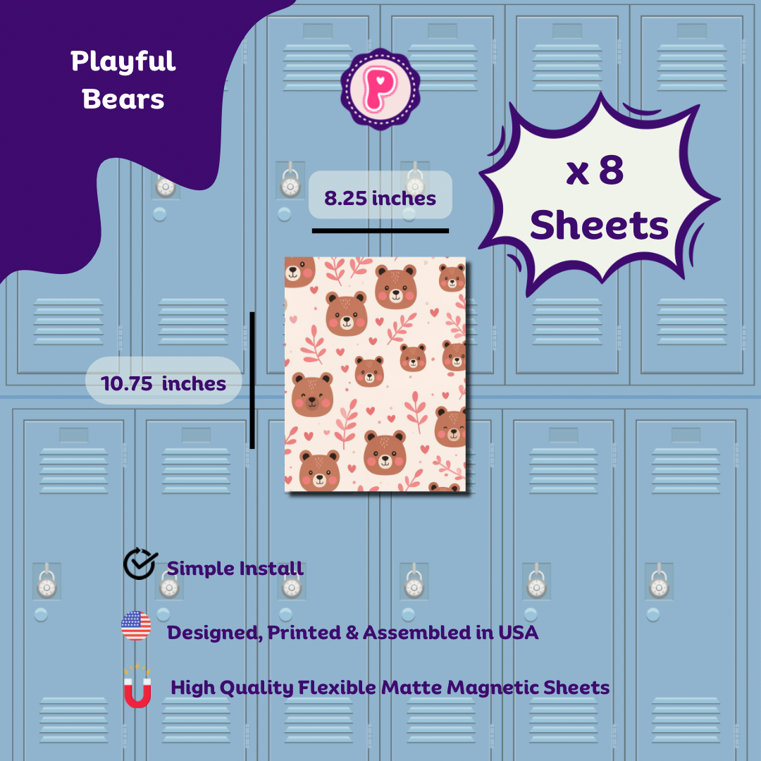 Magnetic Locker Wallpaper - Back to School Animals