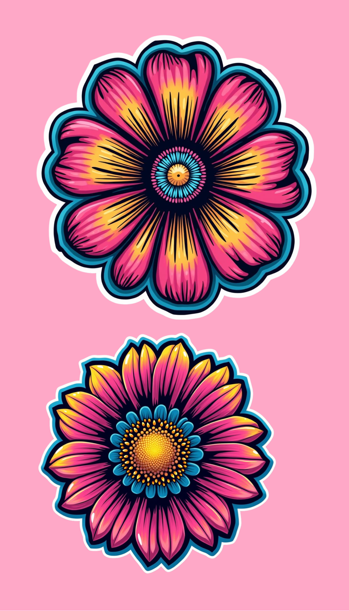 Large Bright and Pastel Temporary Flower Decals