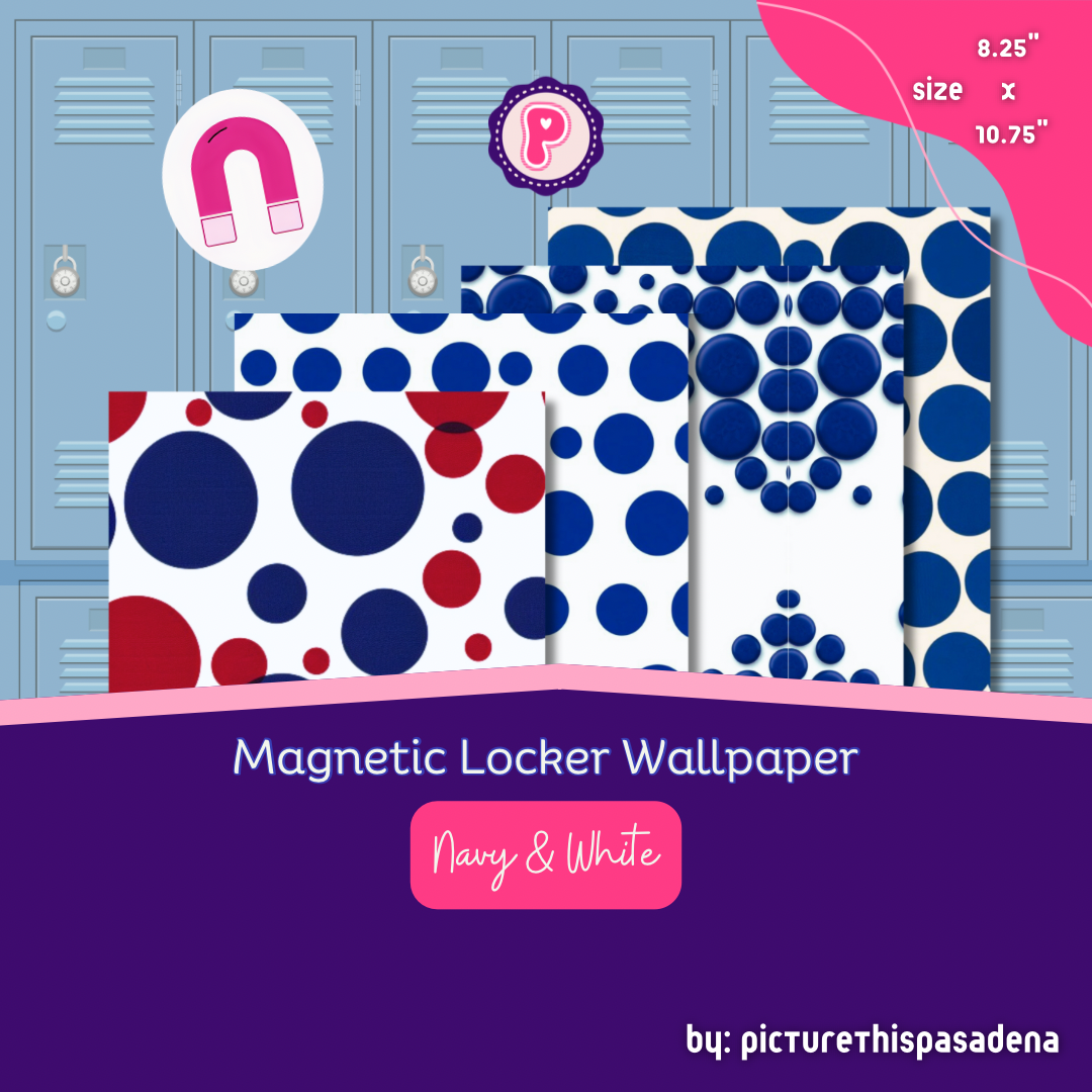 Magnetic Locker Wallpaper - Navy and White