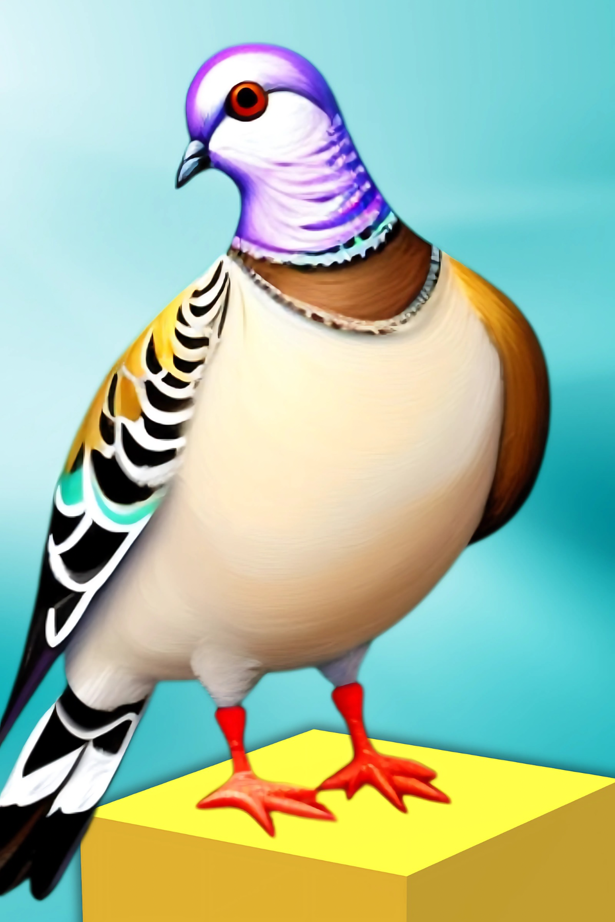 Framed Pigeon Print - Miniature Artwork