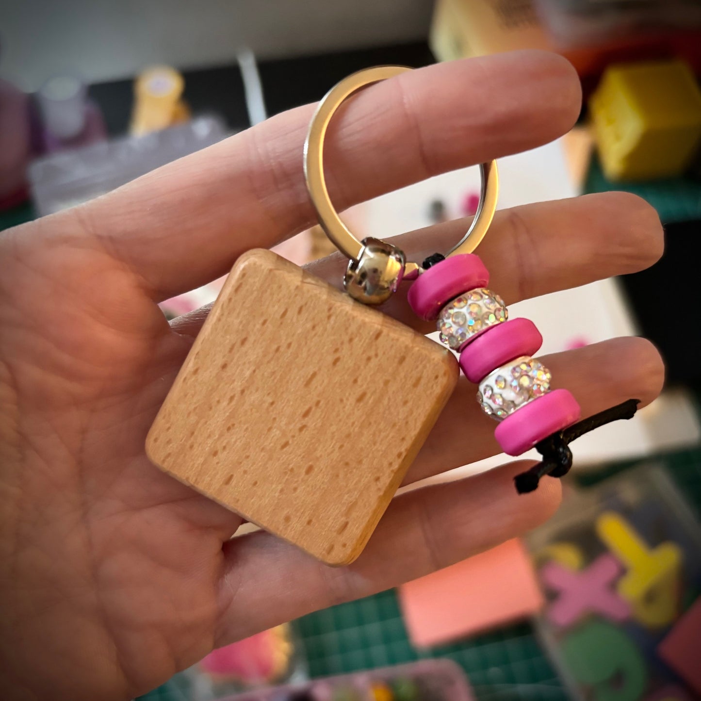Personalized Beaded Keyring Laser Engraved