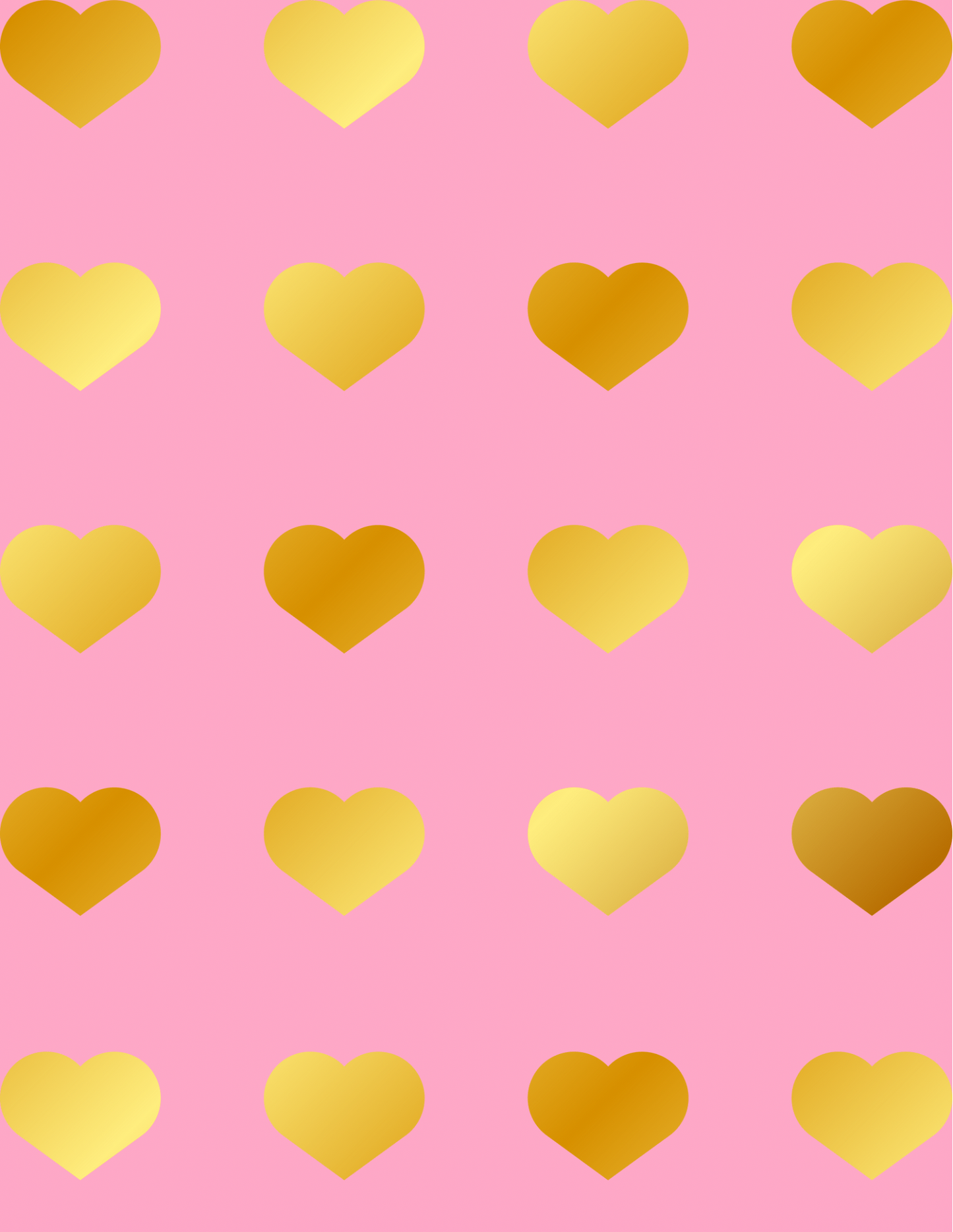 Magnetic Locker Wallpaper - Pink with Gold Hearts