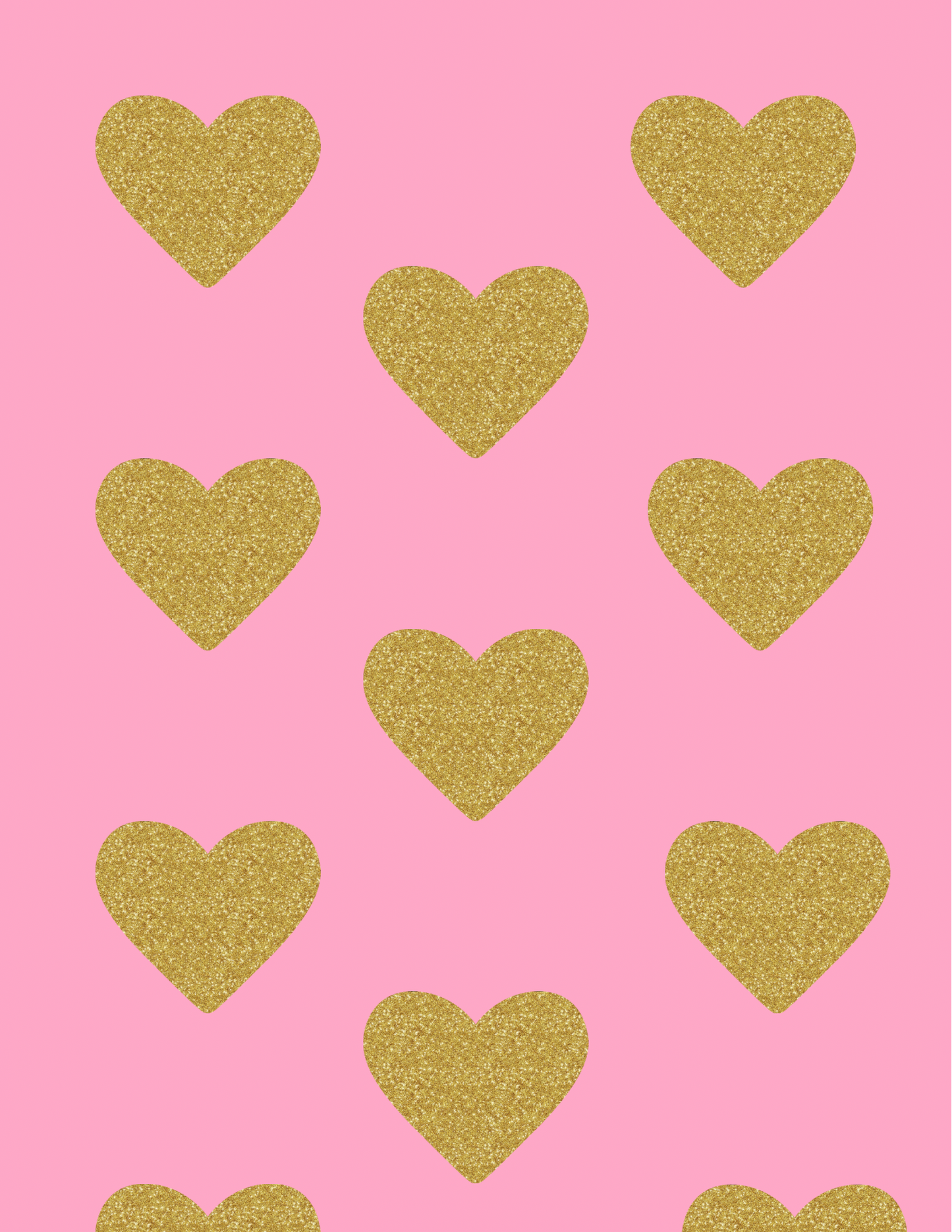 Magnetic Locker Wallpaper - Pink with Gold Hearts