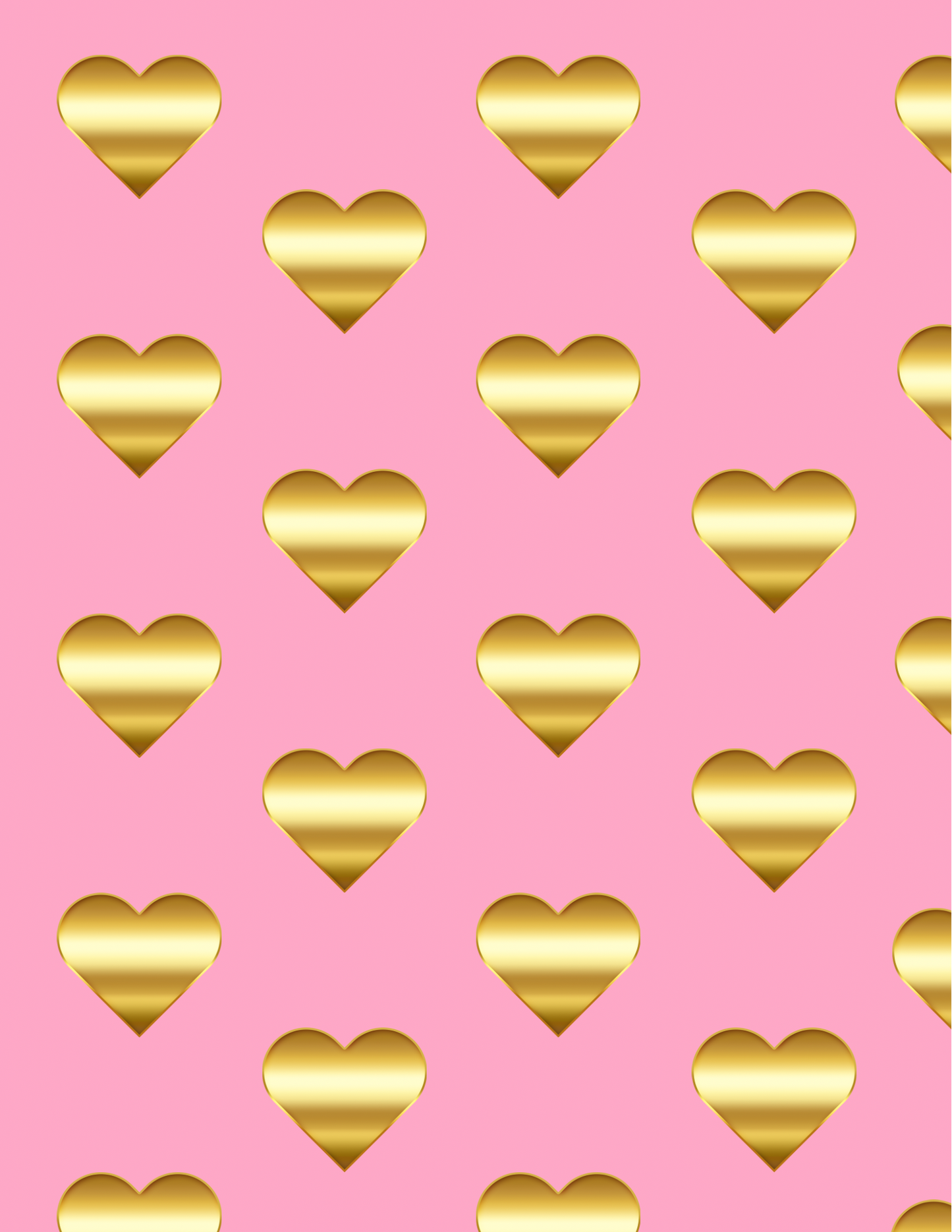 Magnetic Locker Wallpaper - Pink with Gold Hearts