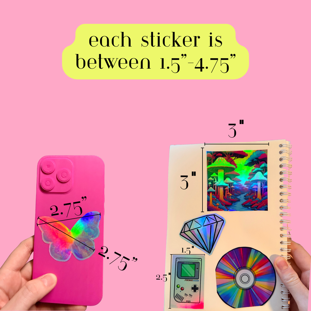 25 Holographic Sticker Pack Rainbow Light