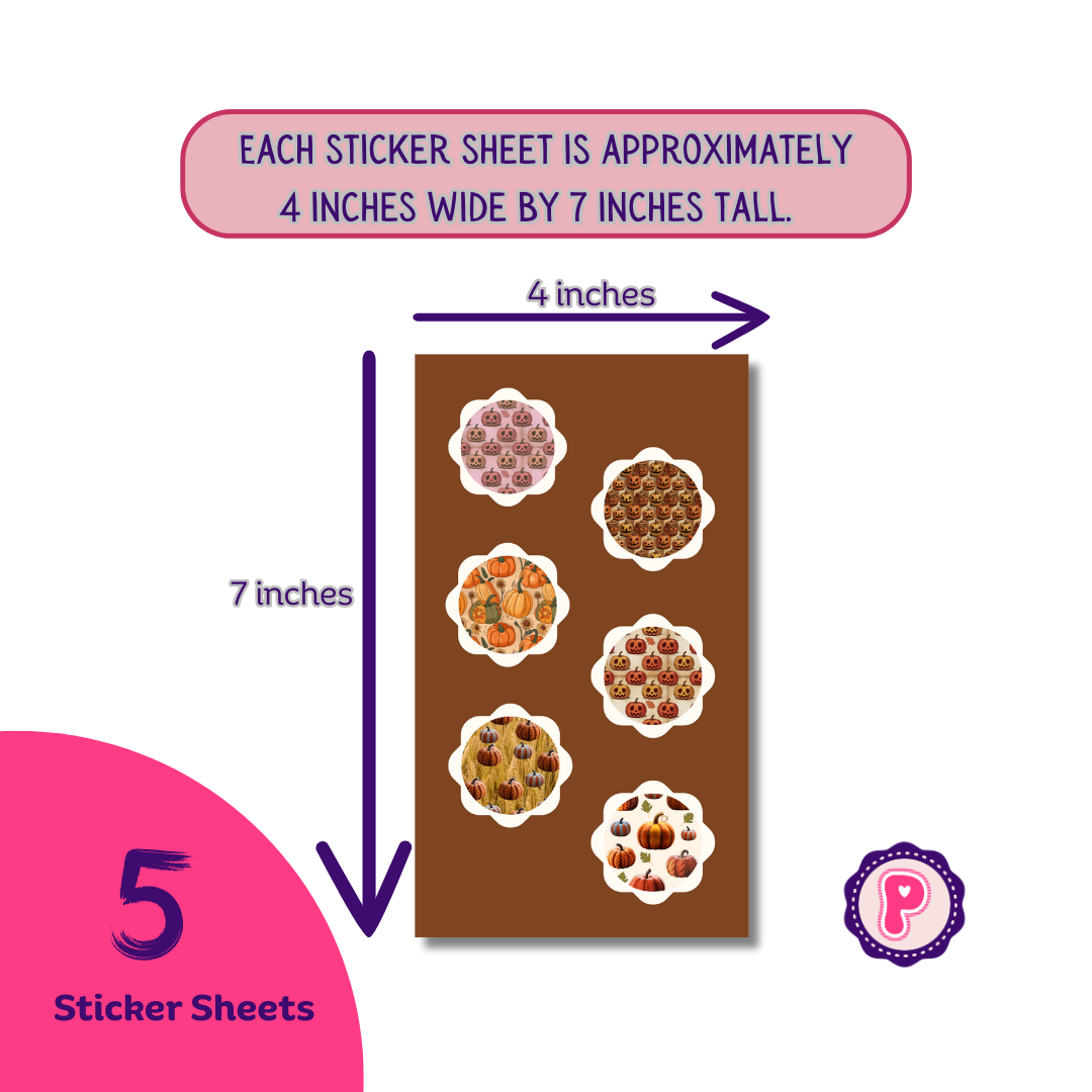 Seasonal Halloween Sticker Sheets, Fall Sticker Set