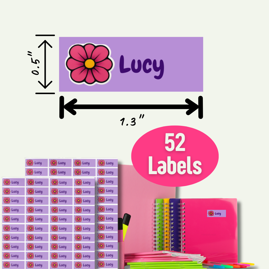 Personalized Name Labels for Kids - 52 Labels