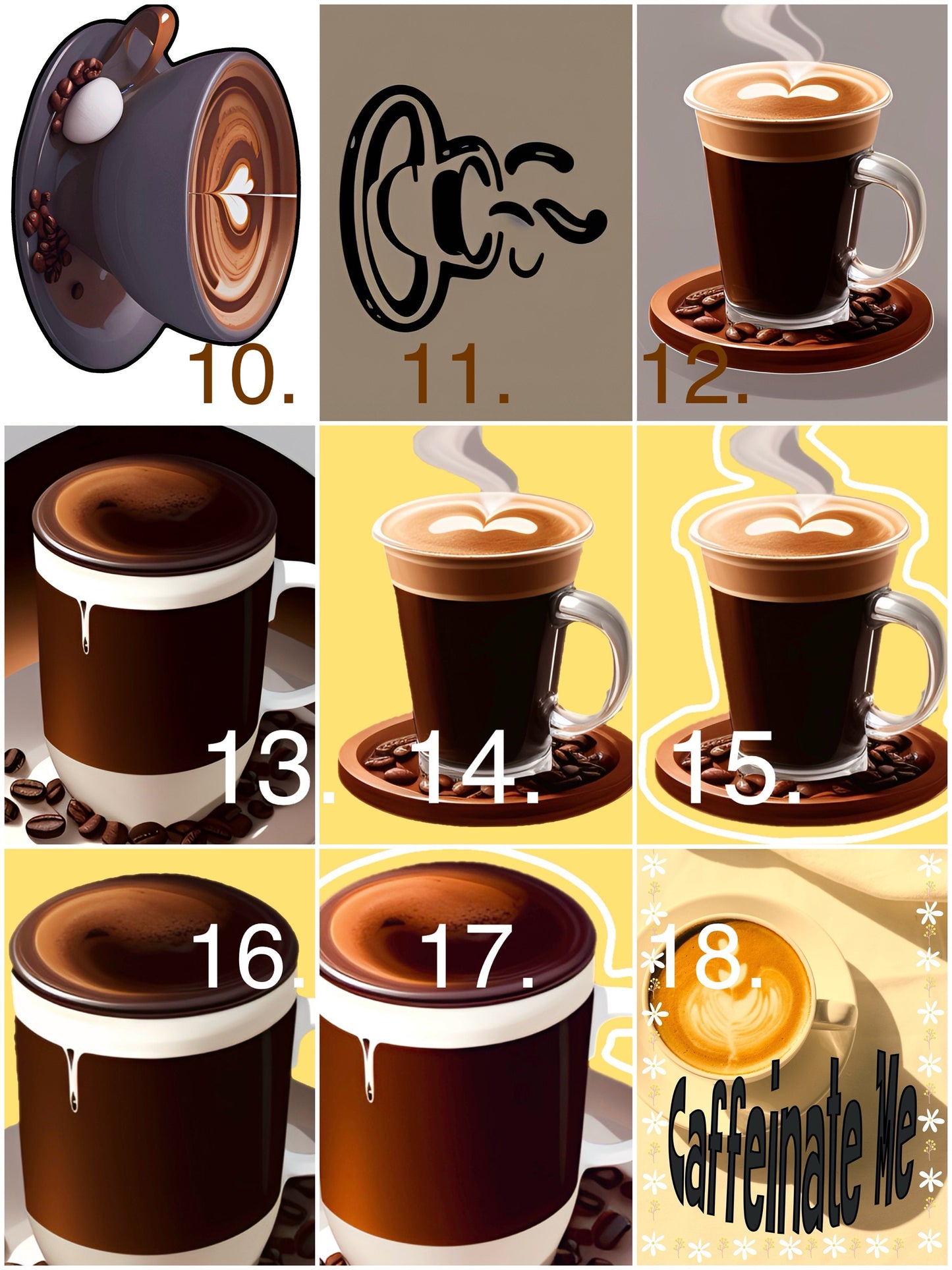 Premium Coffee Lover Art Stickers / Laptop Decals