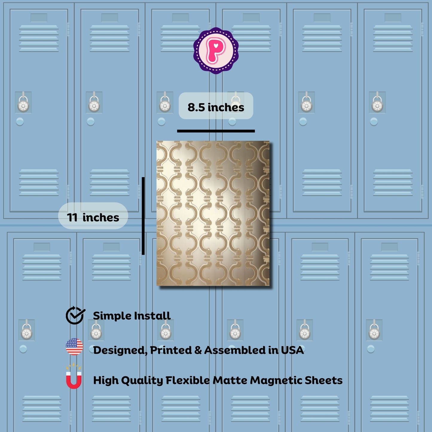 Magnetic Locker Wallpaper - Damask Metals Collection