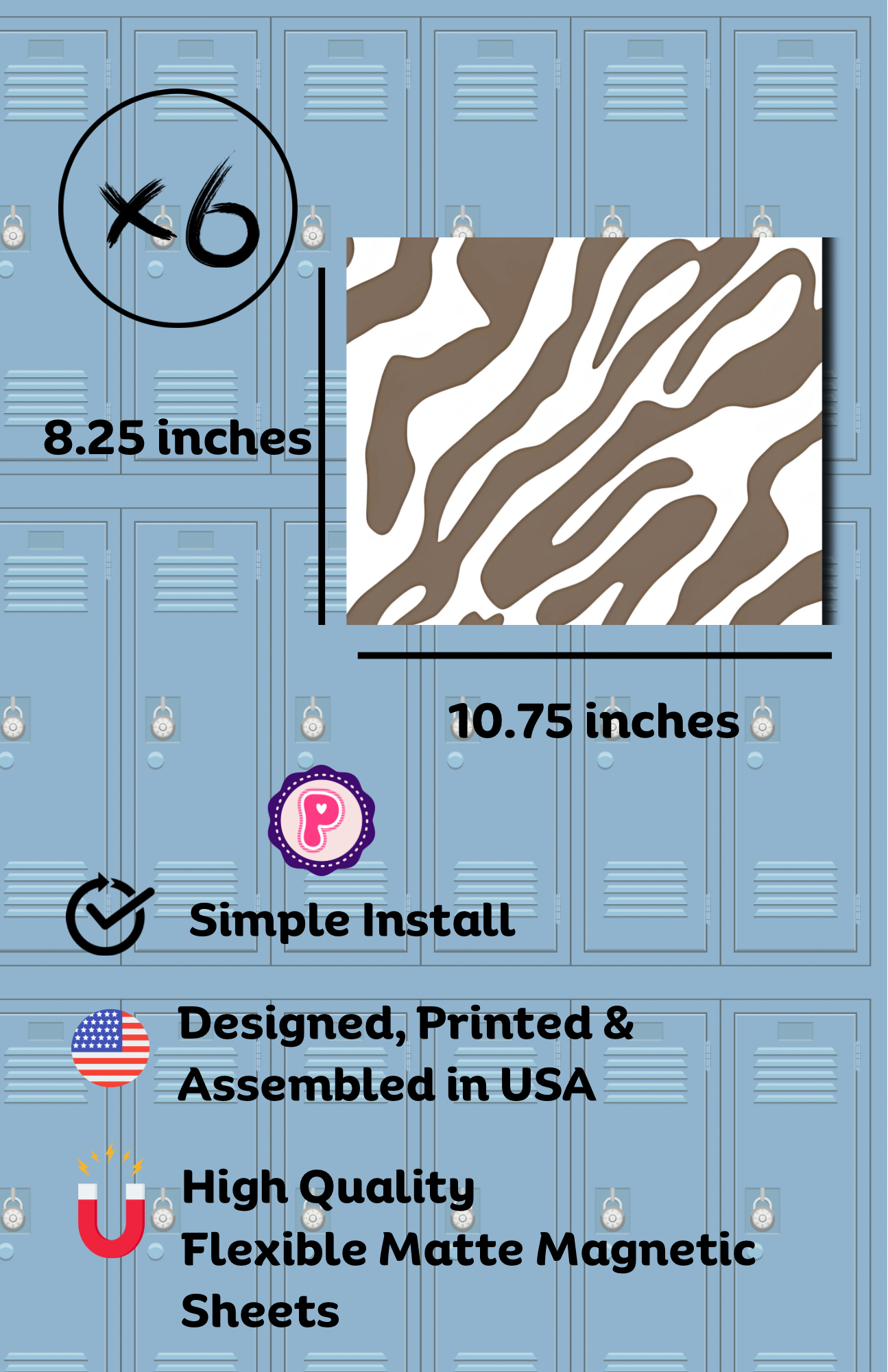 Magnetic Locker Wallpaper Neutral Zebra Patterns