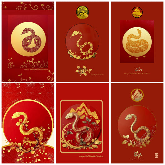 2025 Limited Edition Year of the Snake Red Postcards | Original Design | Lunar New Year