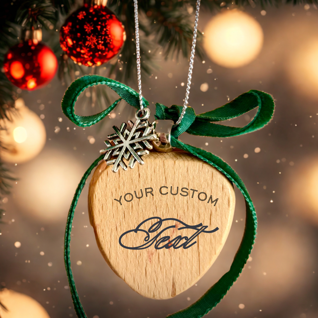 Engraved Lightweight Wood Corporate Christmas Ornaments