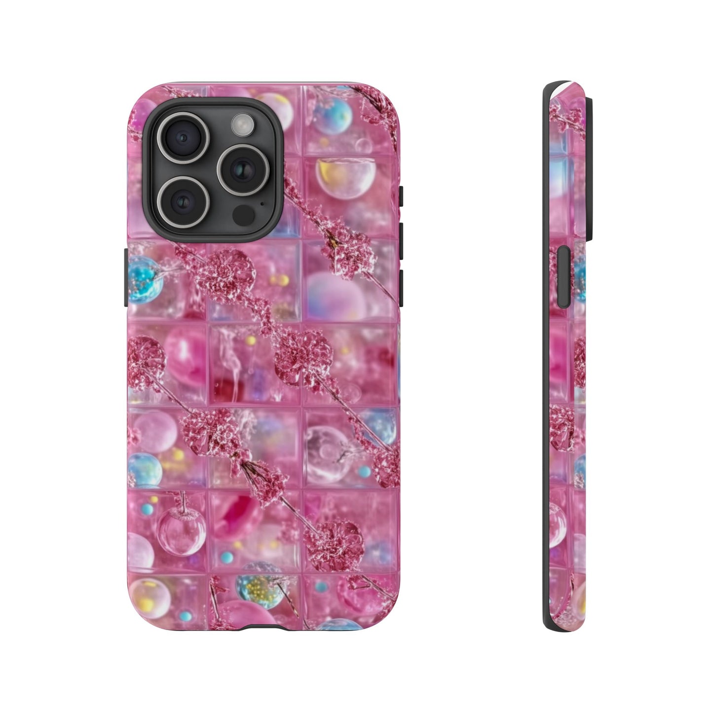 Pink Glitter Bubble Phone Case — Sparkle Protective Tough Case