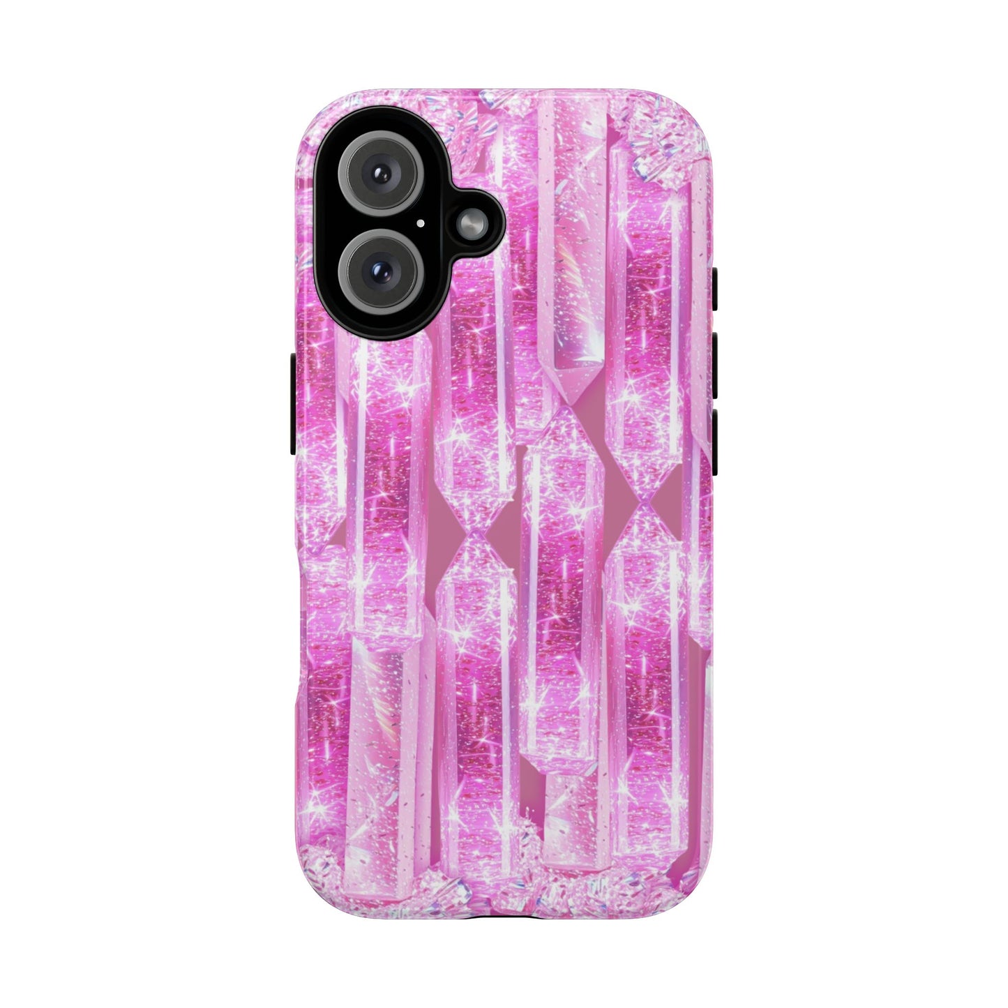 Pink Crystal Pattern Tough Phone Case — Sparkling Gemstone Protective Cover